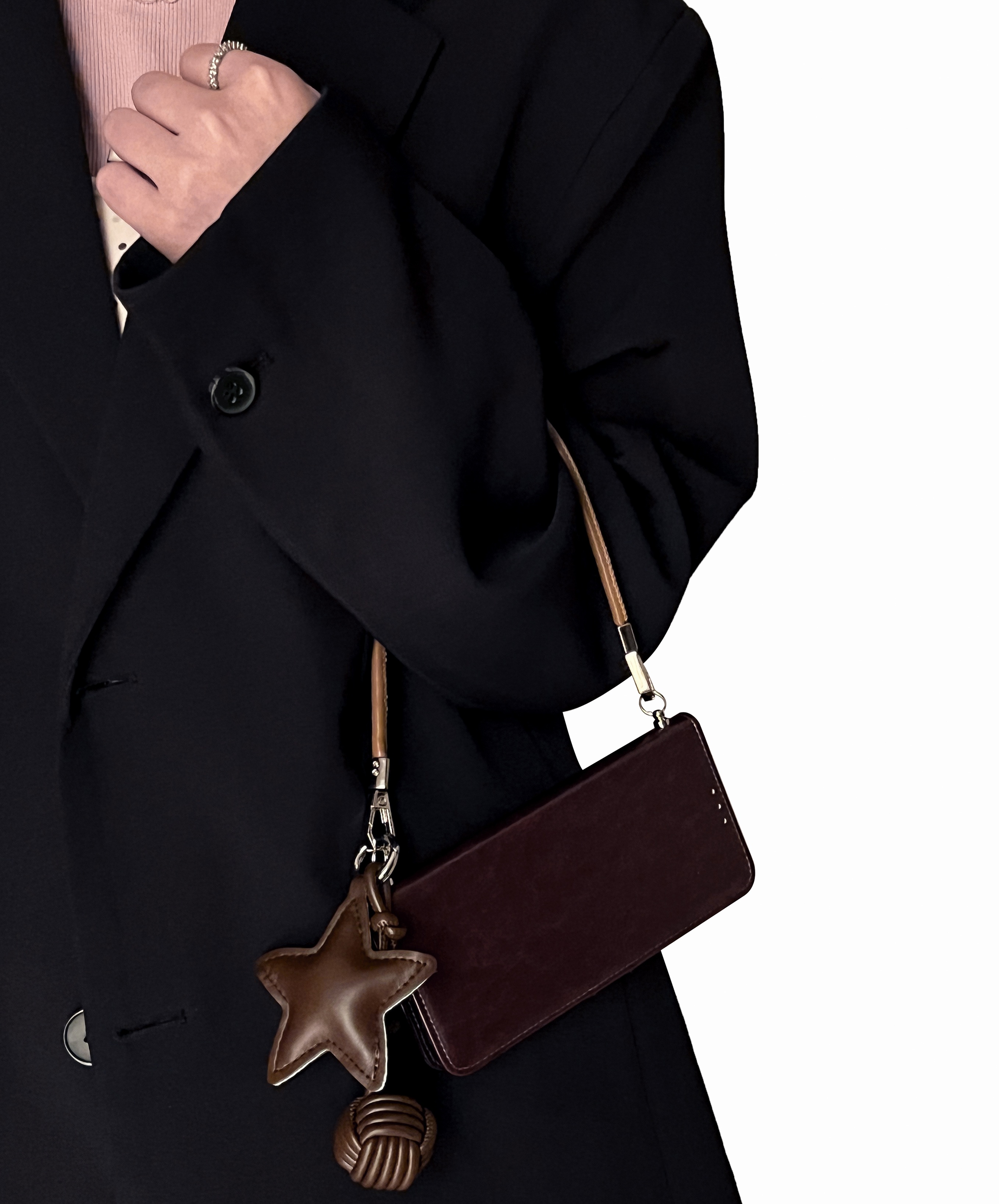 Niche Magnetic Flip Vintage Brown Woven Ball Portable Crossbody Leather Rope