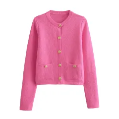 Women's Fashionable All-match Single-breasted Sweater - Red - View 1