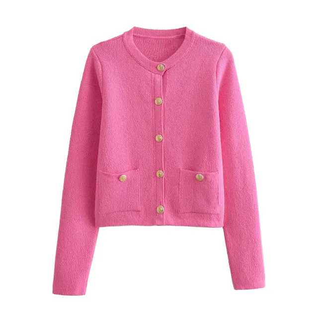 Women's Fashionable All match Single breasted Sweater Rose - Shop at LoveMi
