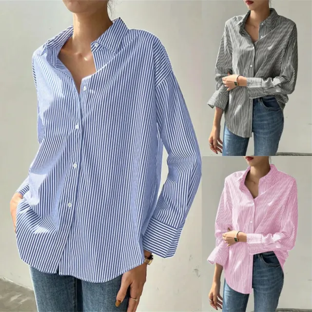 Women's Loose Casual Striped Long sleeved Shirt Set - Shop at LoveMi