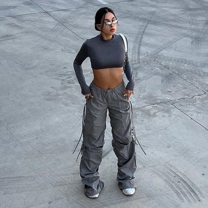 Loose-fitting Wide-leg Trousers Women's Street Drawstring