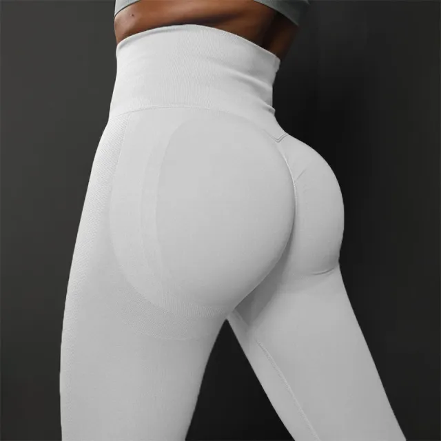 Solid Color Version With Label High Waist Hip Lift Fitness Wait Lifting Sports Ninth Pants White - Shop at LoveMi