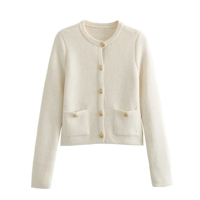 Women's Fashionable All match Single breasted Sweater White - Shop at LoveMi