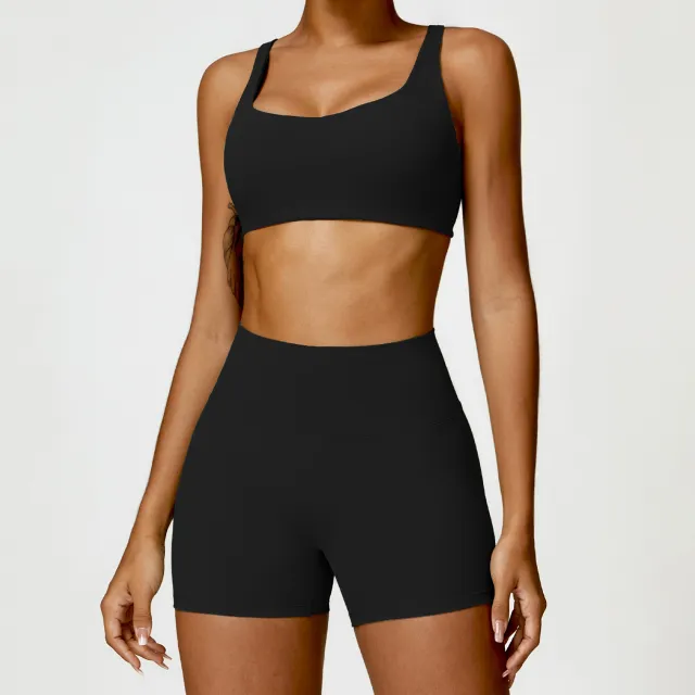 Winter Nude Feel Tight Yoga Suit High waist Quick drying Running Sports Workout Clothes Bra Shorts Black - Shop at LoveMi