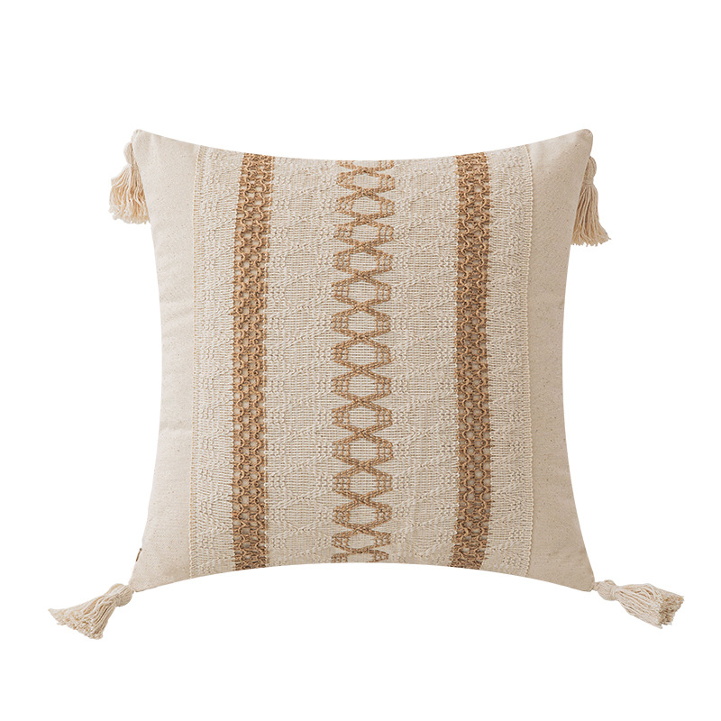 Title 4, Embroidered Jacquard Tassel Sofa Cushion Cover