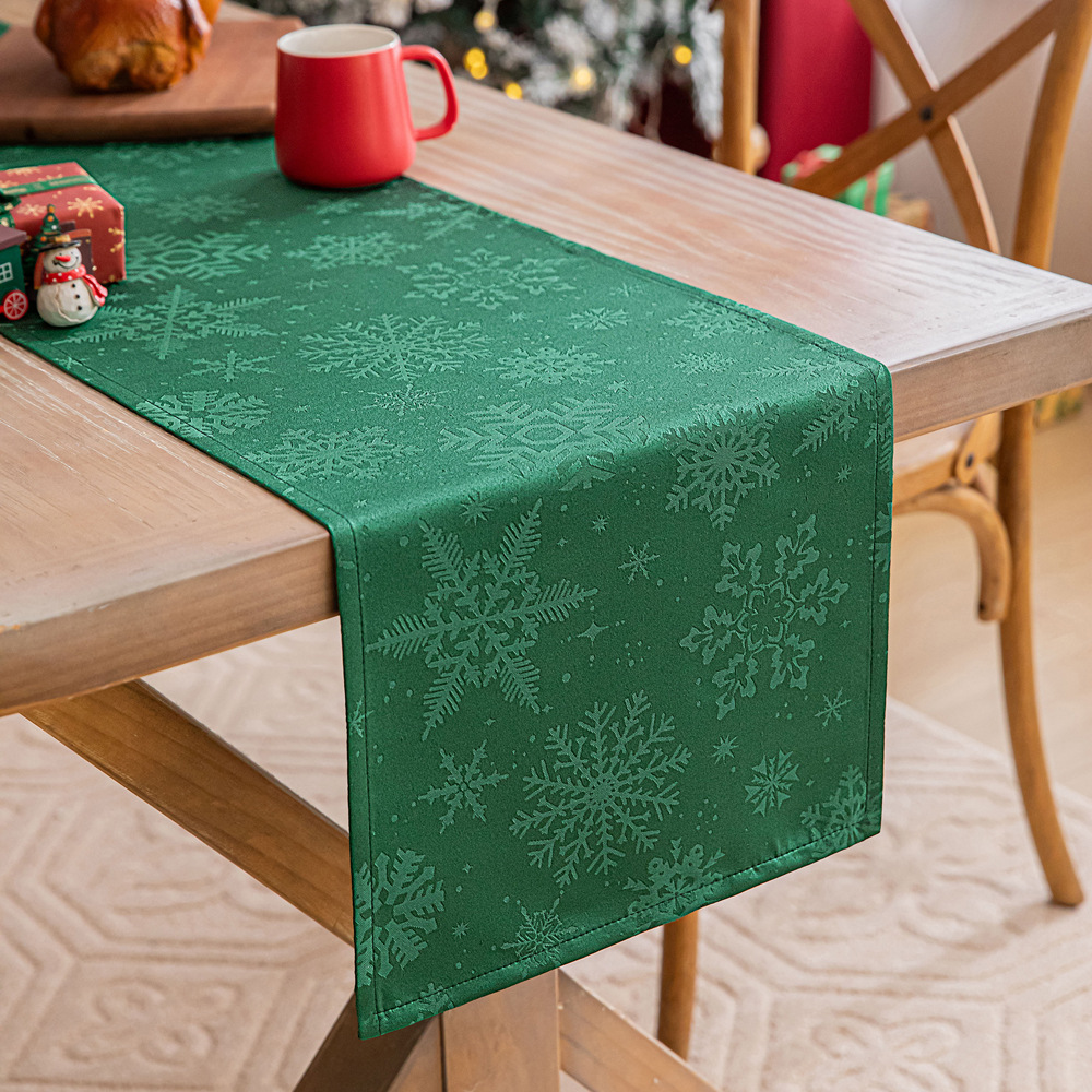 Title 1, Christmas Table Runner Dark Jacquard Dining Table