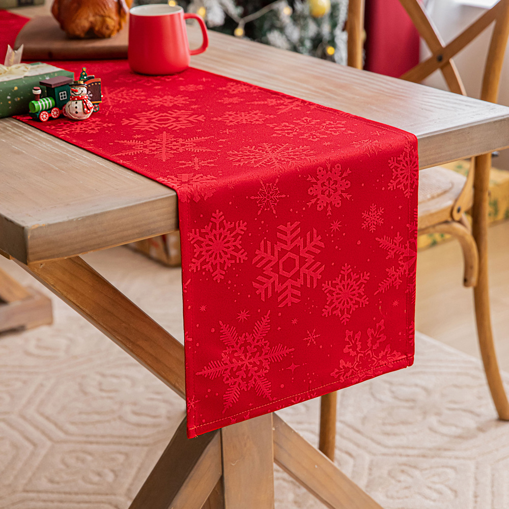 Title 5, Christmas Table Runner Dark Jacquard Dining Table