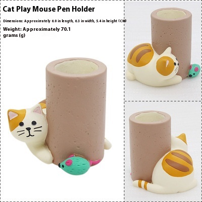 Cat Play Mouse Pen Holder