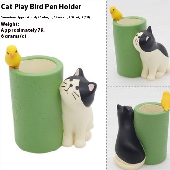 Title 7, Cat Bird Stationery Storage Pen Holder