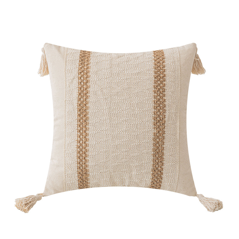 Title 7, Embroidered Jacquard Tassel Sofa Cushion Cover