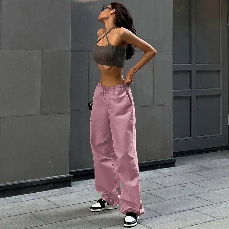 Fashion Trend Women's Simple Loose Fitting Pants - Pink