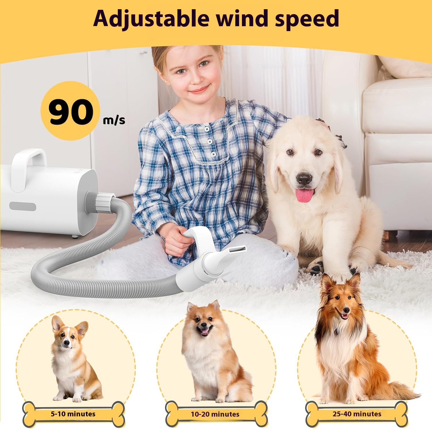 Title 5, Smart Handle Dog Hair Dryer Negative Ion Pet Ha...