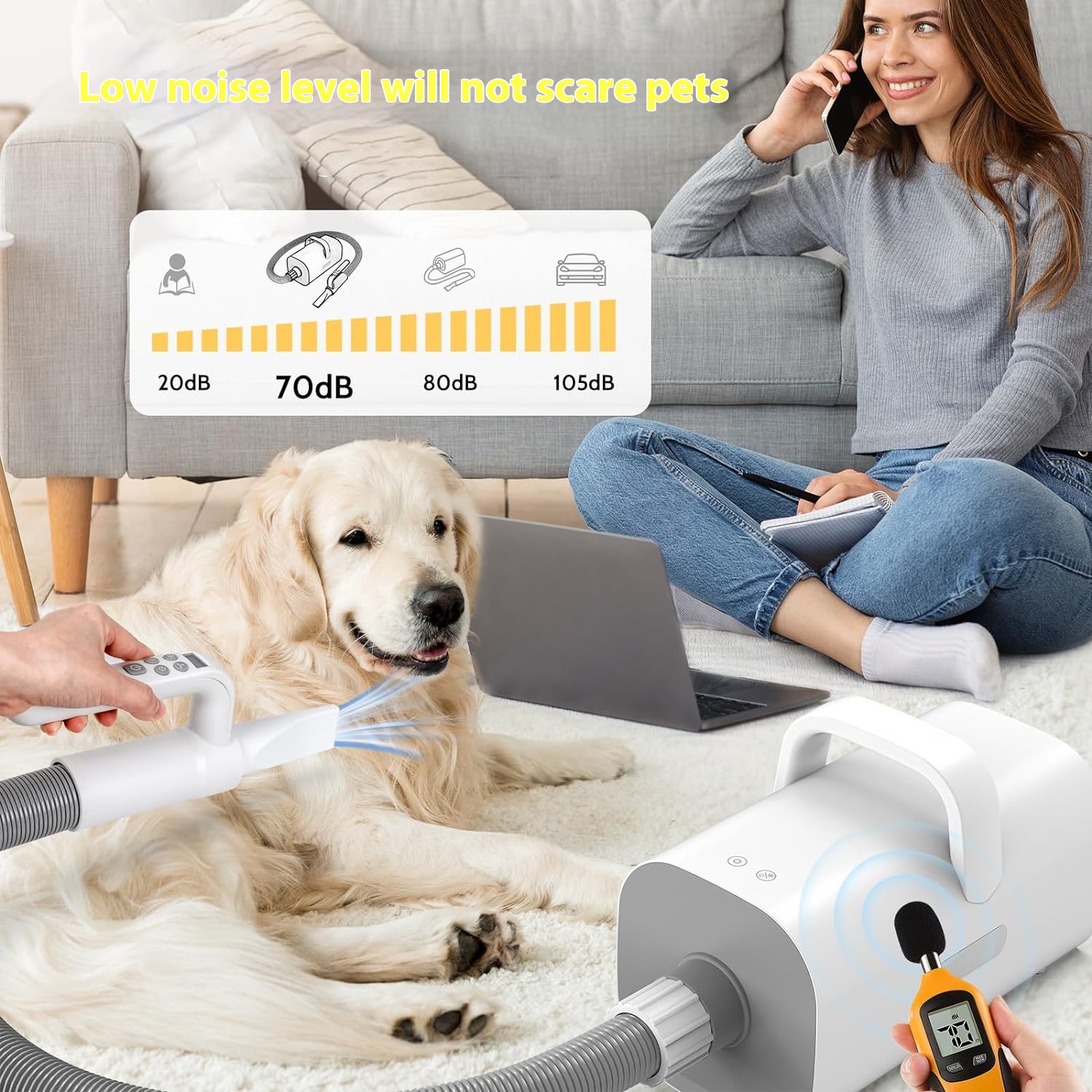 Title 3, Smart Handle Dog Hair Dryer Negative Ion Pet Ha...