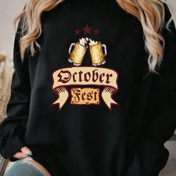 Printed European And American Fleece Hooded Sweatshirt Black - Shop at LoveMi