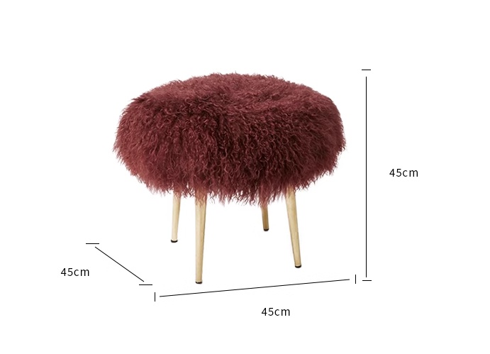 Title 6, Tan Wool Makeup Dressing Shoe Changing Low Stool