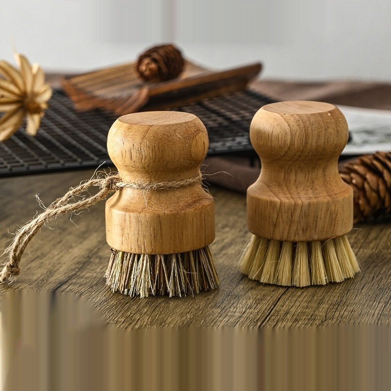 Kitchen Gadget Natural Wooden Brush Sisal Household Kitchen Short