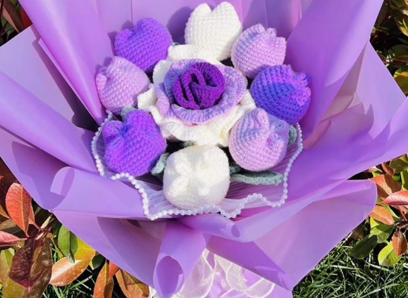 Title 4, Diy Wool Crocheted Handmade Rose Tulip Bouquet ...