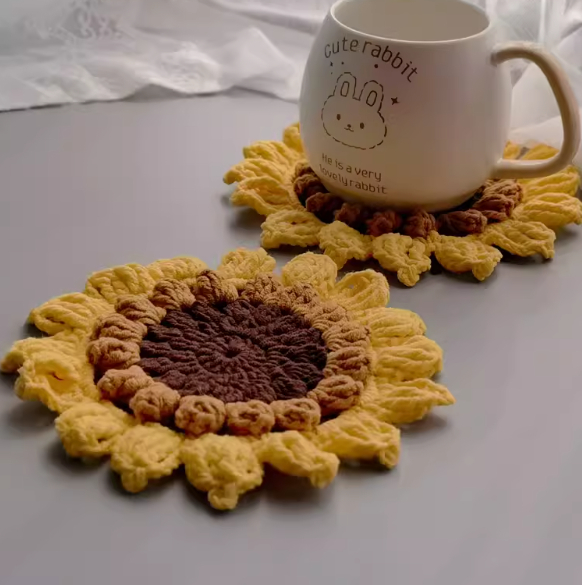 Title 4, Wool Woven Diy Sunflower Coaster Material Heat ...