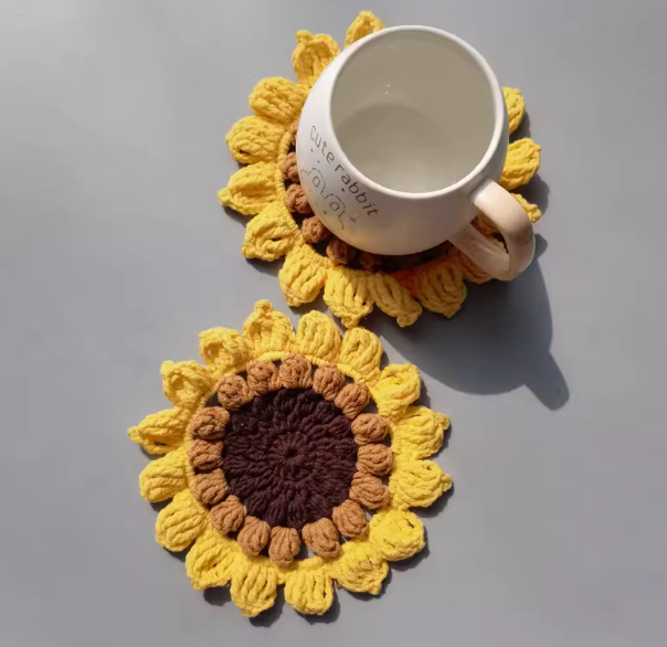 Title 5, Wool Woven Diy Sunflower Coaster Material Heat ...