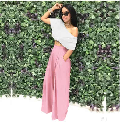 Fashion Personality Flared Trousers Wide leg Casual Wide leg Pants Pink - Shop at LoveMi