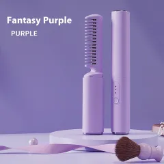 Wireless Hair Straighteners Small USB Charging Portable For Curling Or Straightening - Purple - View 1