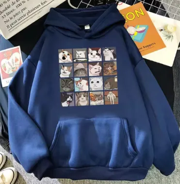 Women's Personalized Harajuku Sweatshirt Loose Plus Size Navy - Shop at LoveMi