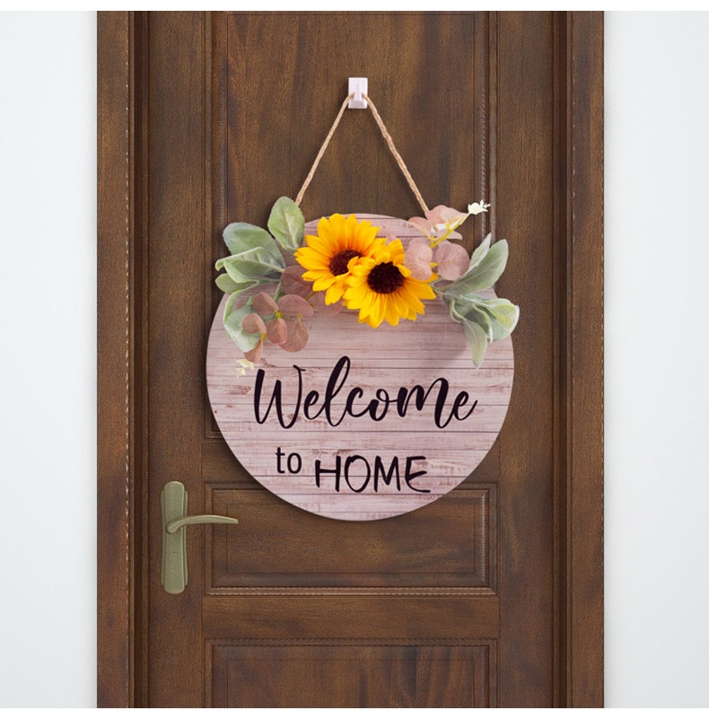 Title 10, Wooden Door Plate Welcome Hanging Round Ornaments