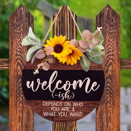 Title 1, Wooden Door Plate Welcome Hanging Round Ornaments