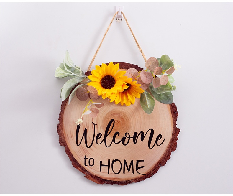 Title 15, Wooden Door Plate Welcome Hanging Round Ornaments