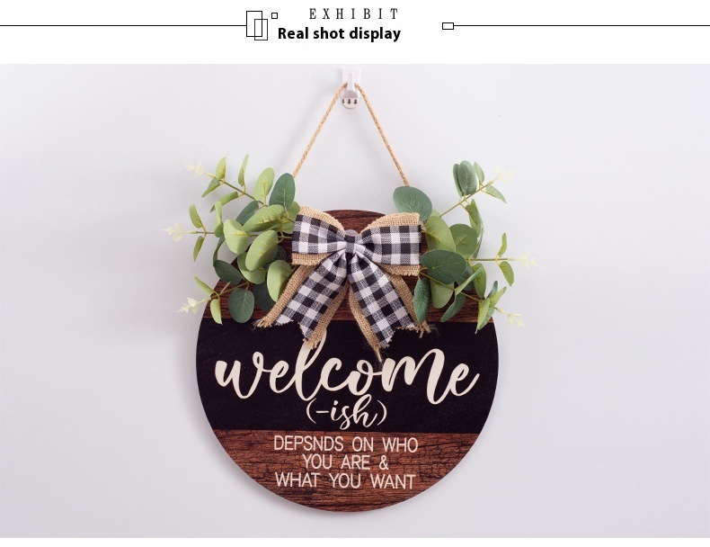 Title 13, Wooden Door Plate Welcome Hanging Round Ornaments