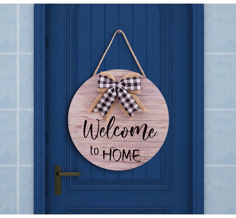 Title 12, Wooden Door Plate Welcome Hanging Round Ornaments