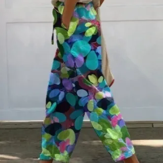 Digital Flower Printing Rag eared Casual Pants Qy089 - Shop at LoveMi