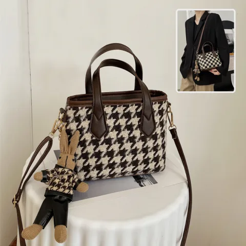 Fashion Houndstooth Shoulder Bags Portable Checkerboard Handbags All-match Messenger