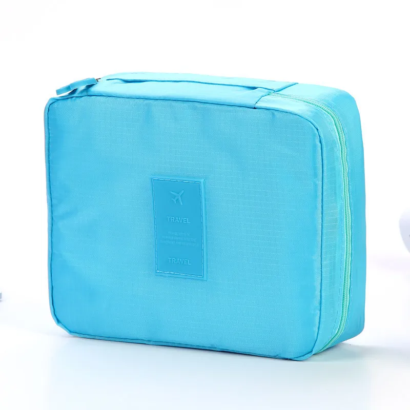 Portable Cosmetic Bag Waterproof Divider Multi-grid Pockets Toiletry Bags Travel Storage Handbags Women Make Up Bag - Sky Blue