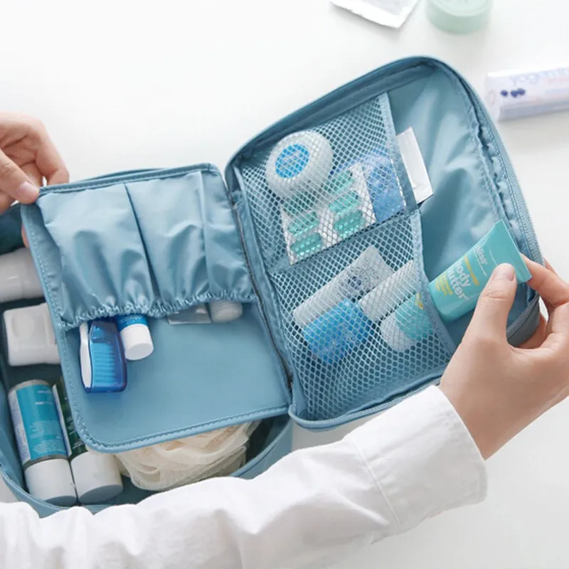 Portable Cosmetic Bag Waterproof Divider Multi-grid Pockets Toiletry Bags Travel Storage Handbags Women Make Up Bag – image 3