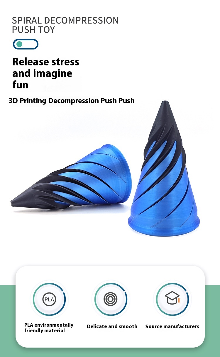 Title 1, 3d Printing Spiral Cone Toy Rotating Decompress...