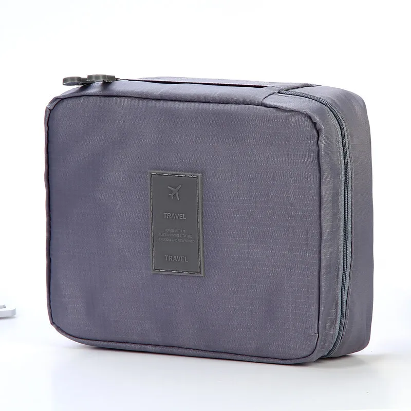 Portable Cosmetic Bag Waterproof Divider Multi-grid Pockets Toiletry Bags Travel Storage Handbags Women Make Up Bag - Grey