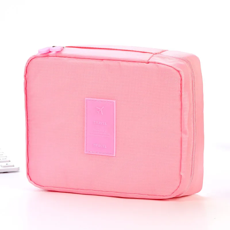 Portable Cosmetic Bag Waterproof Divider Multi-grid Pockets Toiletry Bags Travel Storage Handbags Women Make Up Bag - Pink
