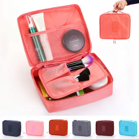 Portable Cosmetic Bag Waterproof Divider Multi-grid Pockets Toiletry Bags