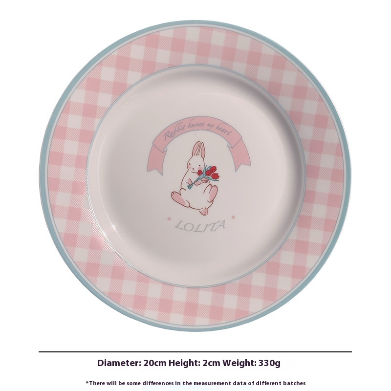 Blue Plaid Rabbit Plate