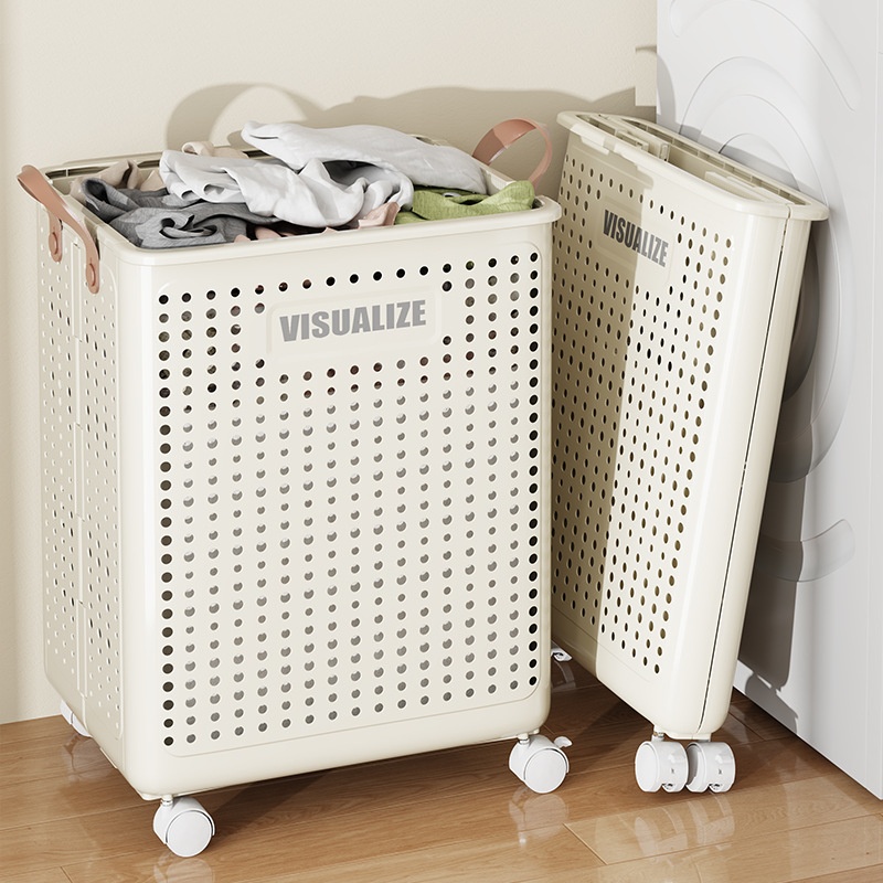 Title 7, Multifunctional Folding Laundry Basket With Wheels