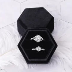 Velvet Ring Jewellery Vintage Storage Box - Black - View 1
