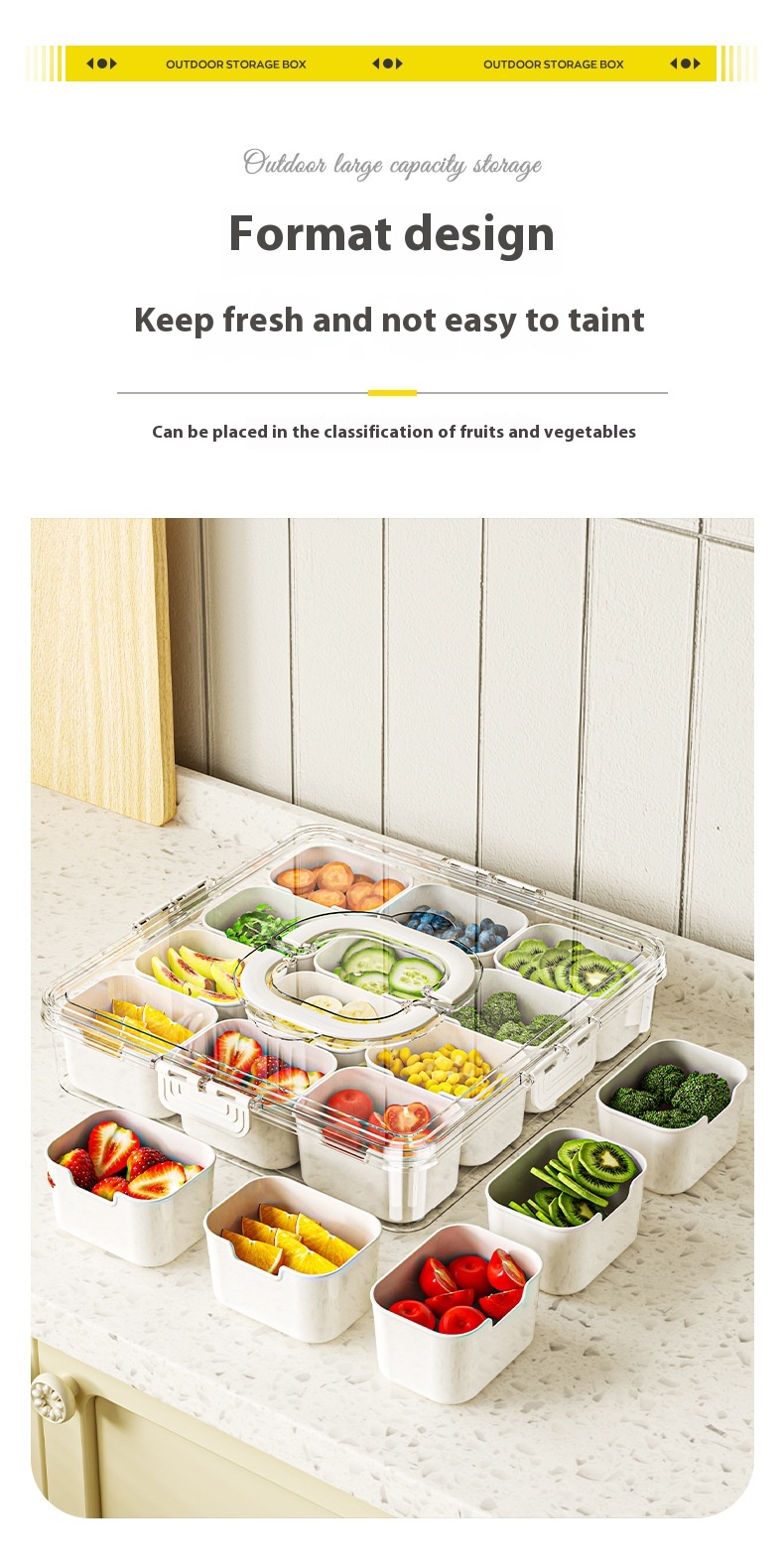 Title 7, Food Grade Salad Crisper Portable Sealed Partit...