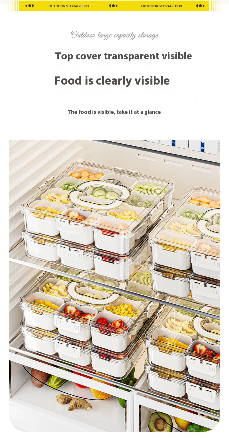 Title 2, Food Grade Salad Crisper Portable Sealed Partit...