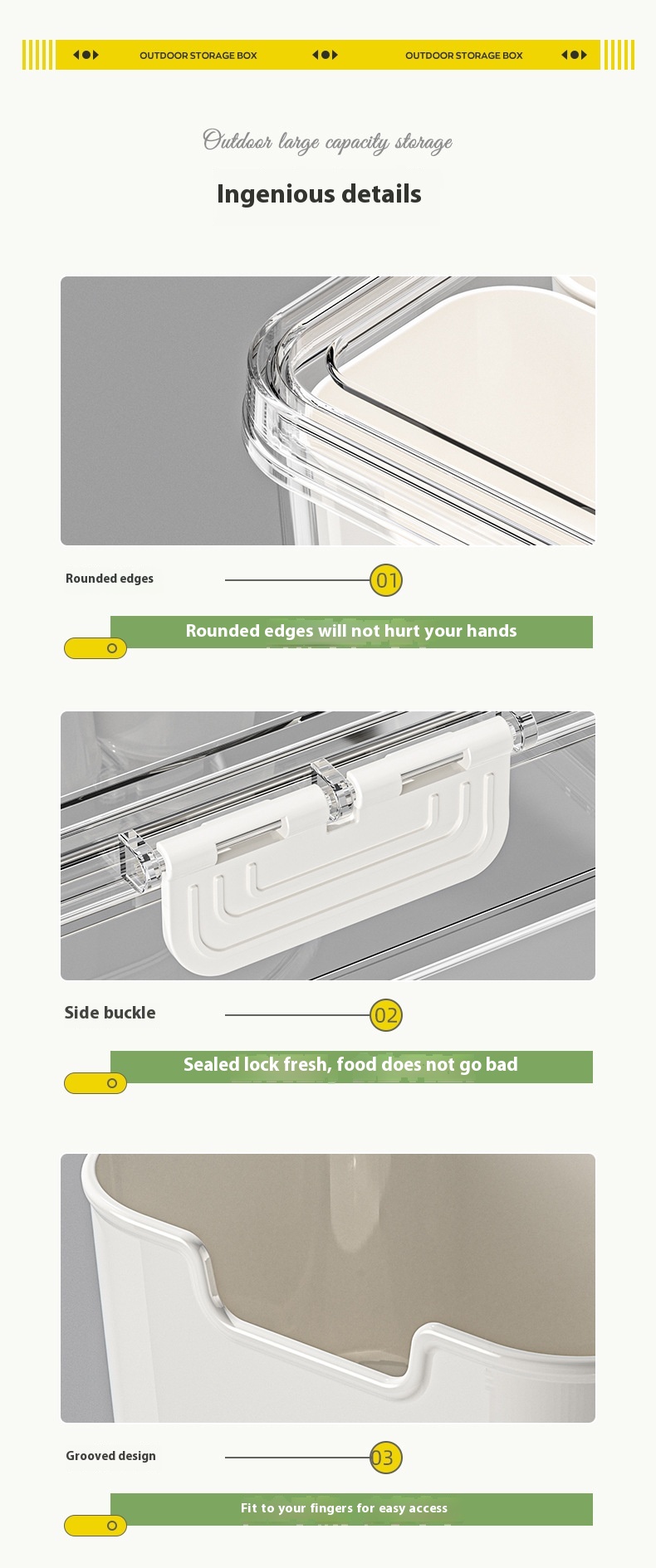 Title 10, Food Grade Salad Crisper Portable Sealed Partit...