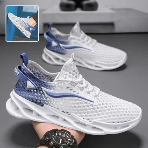 Men's Lace-up Sneakers Mesh Sports Shoes Fashion Hollow-sole Low