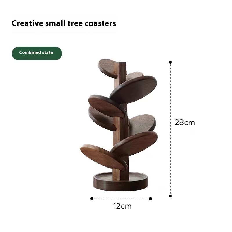 Title 5, Creative Black Walnut Tree-shaped Coaster Solid...