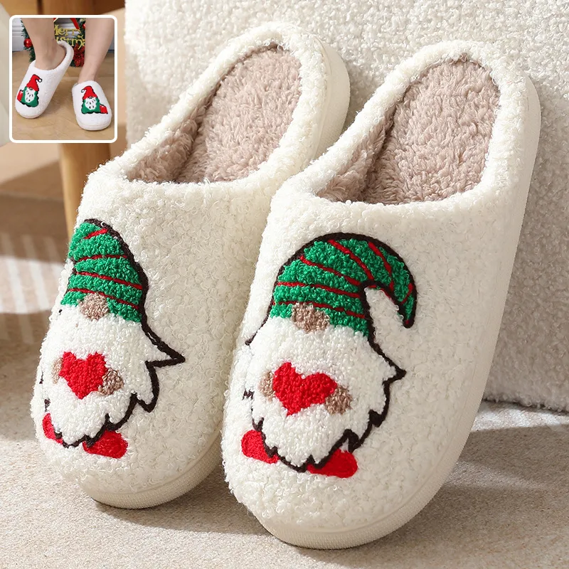 Cute Cartoon Santa Claus Home Slippers Couple Indoor Floor