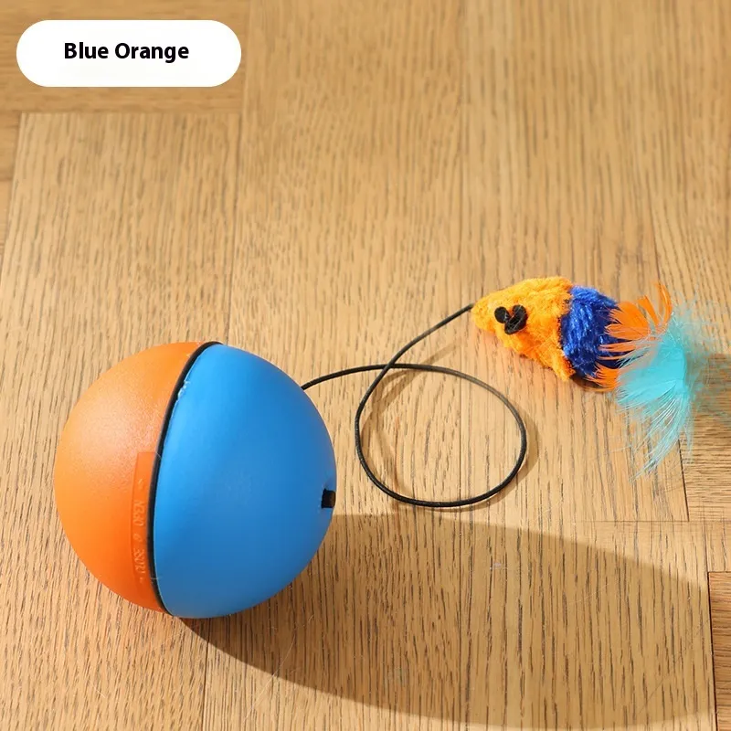 Cat Toys Mouse Teaser Ball Funny Moving Toy For Pets Cat Dog Electric Teaser Ball Automatic Intelligent Rolling Ball Pet Products - Blue Orange