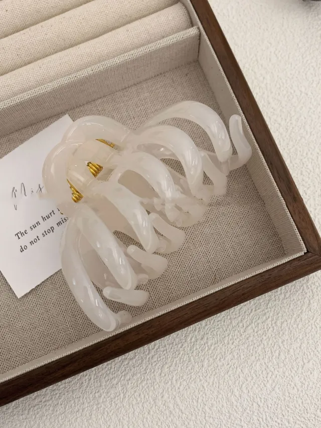 French Elegance Large Pumpkin Hair Claw Back Head White Jelly - Shop at LoveMi